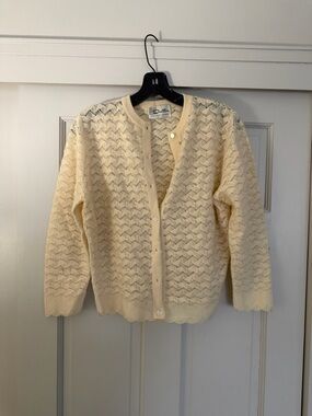 Deltan Women's Cream Openwork Cardigan